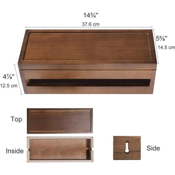 Cable Management Box Wooden Cord Organizer Box for Extension Cord Power Stripe - Picture 6 of 7